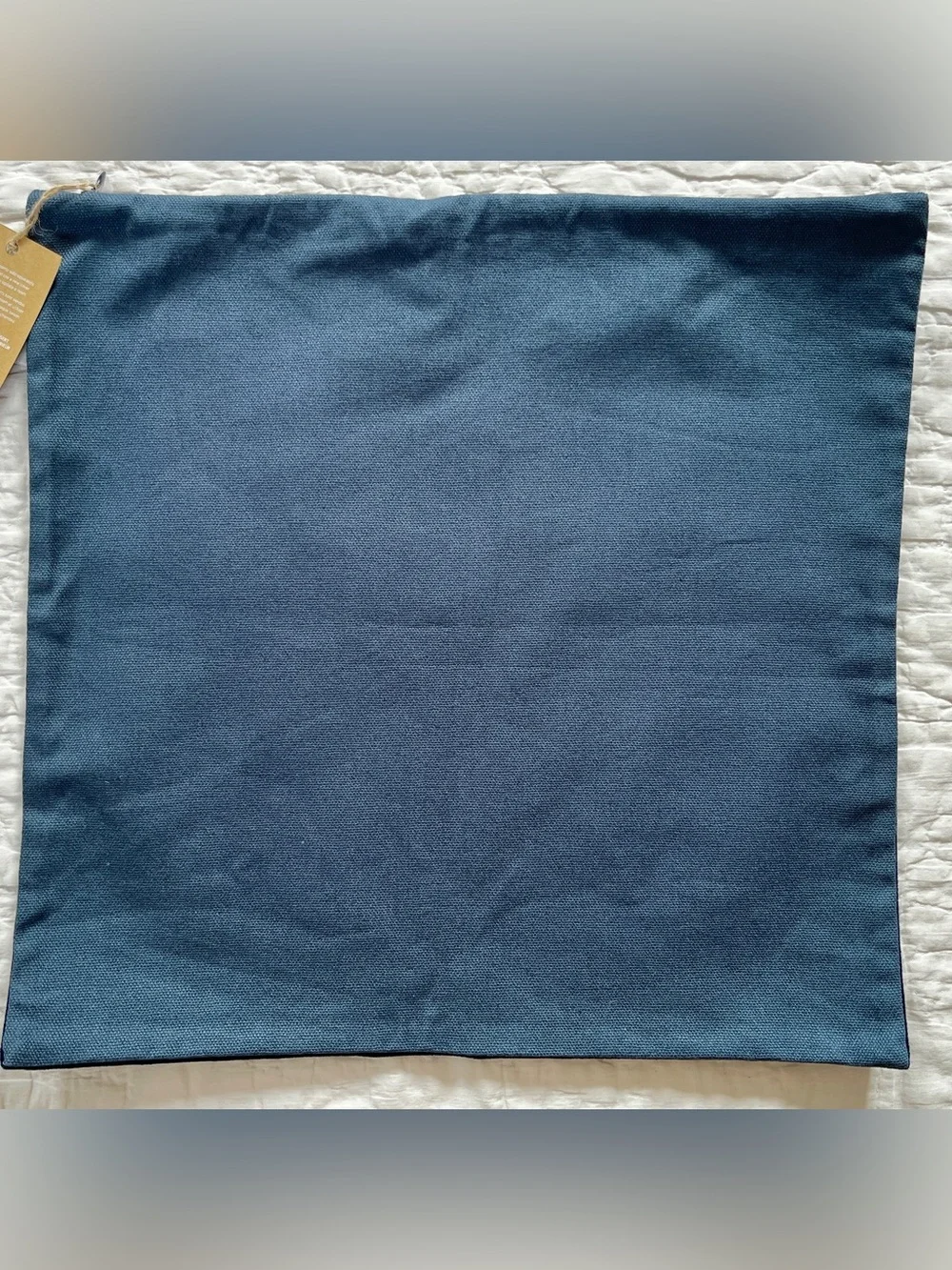 NWT West Elm Navy Blue Velvet Throw Pillow Cover Linen Cotton Blend Back 18”
